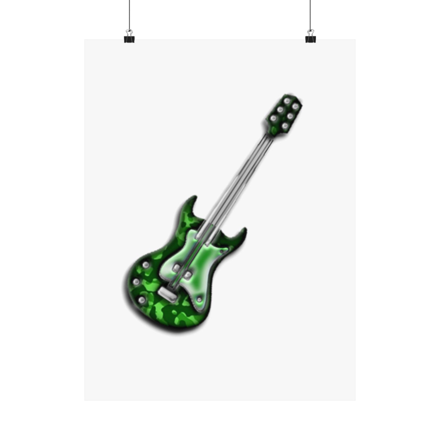 Guitar Art Poster - Rock Music Decor, Green Guitar Wall Art, Musician Gift, Home Office Decor, Music Lover Gift