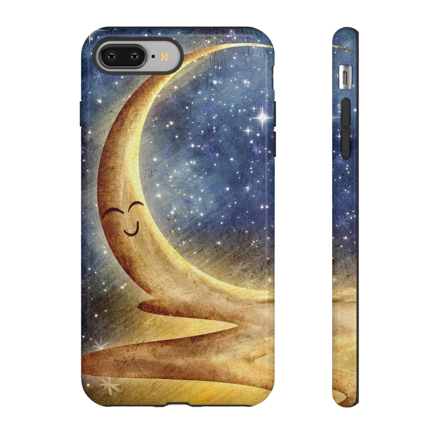 Moonlit Smile Phone Case — Starry Night Crescent Moon iPhone Cover