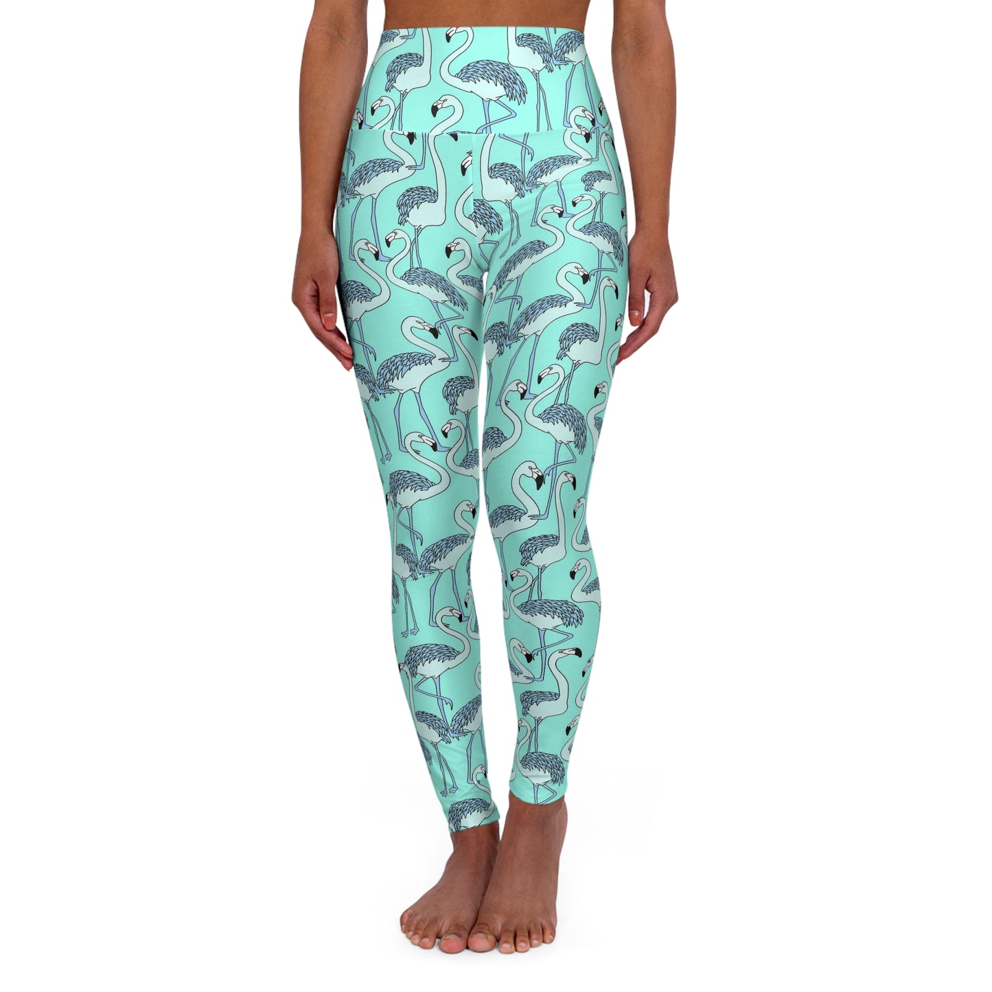 Flamingo High Waisted Yoga Leggings, Trendy Activewear, Gym Leggings