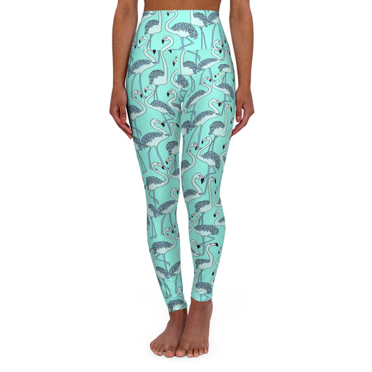 Flamingo High Waisted Yoga Leggings, Trendy Activewear, Gym Leggings