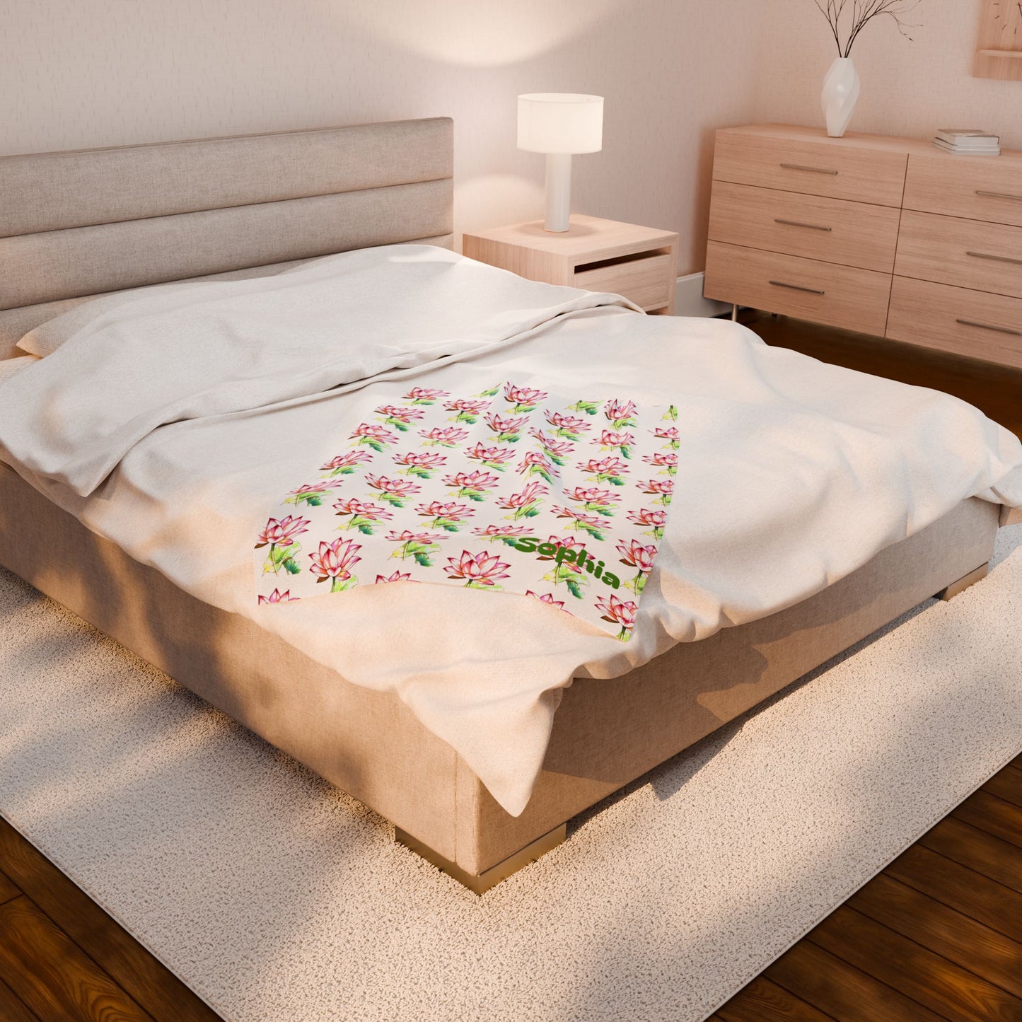 Personalized Floral Velveteen Blanket - Sofia