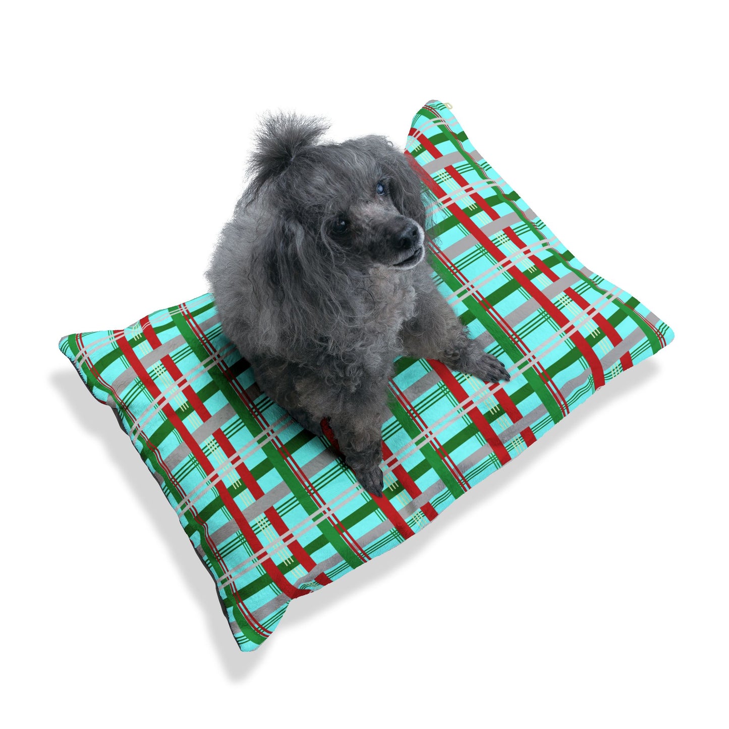 Festive Plaid Pet Bed | Cozy Dog Bed | Holiday Pet Cushion | Comfortable Cat Bed | Christmas Decor
