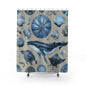 Coastal Blue Sea Life Shower Curtain — Whale, Seashell & Sea Urchin Ocean Bathroom Decor