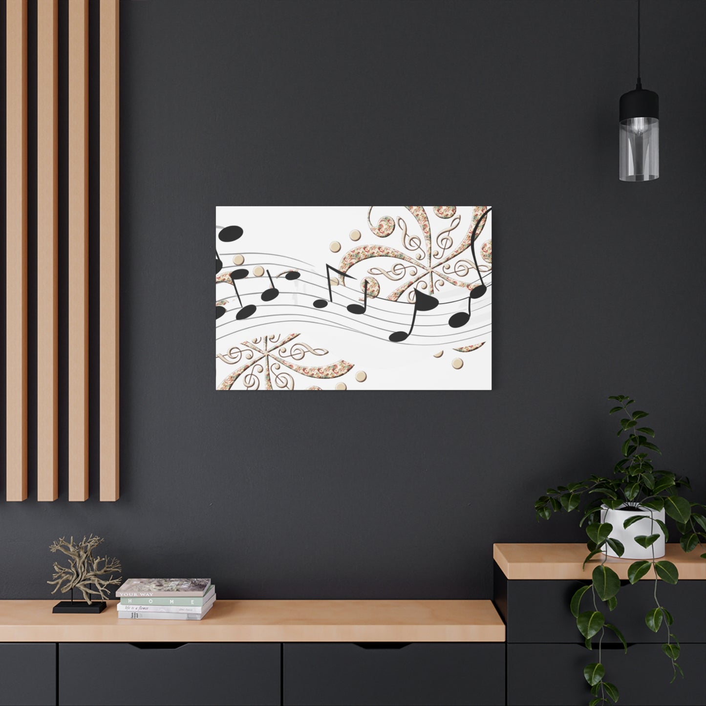 Musical Note Canvas Art, Floral Decor for Home, Music Lover Gift, Wall Art for Musicians, Unique Gift Idea