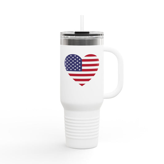 Insulated Travel Mug, 40oz - Heart American Flag