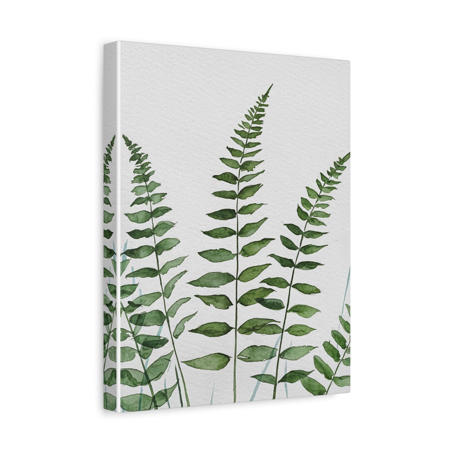 Fern Watercolor Canvas Art – Botanical Matte Stretched Wall Print