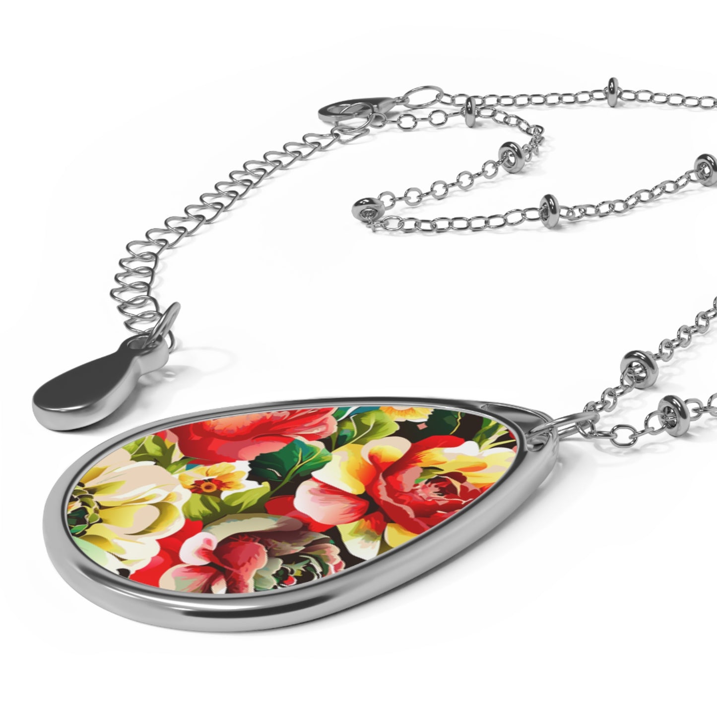 Floral Teardrop Necklace, Elegant Jewelry Gift, Vintage Style Pendant, Nature-Inspired Necklace, Boho Chic Accessory