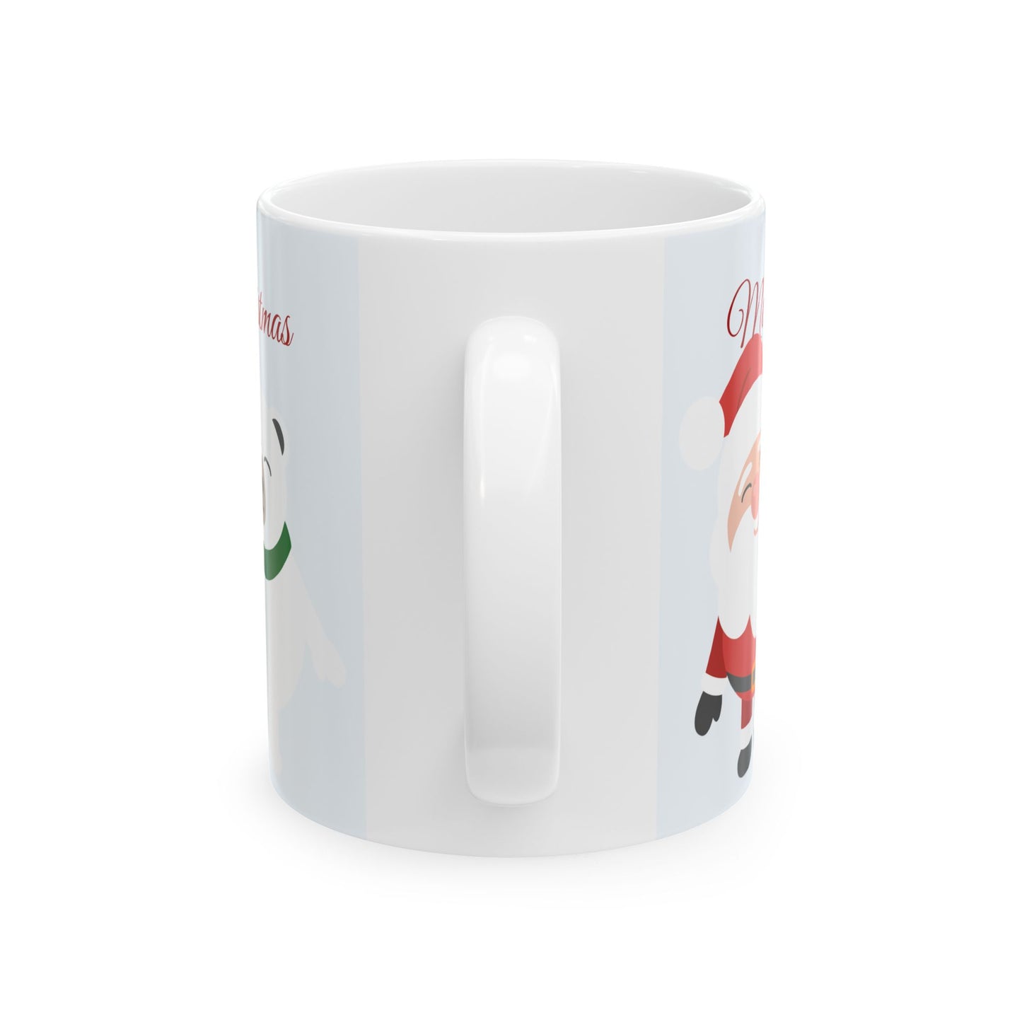 Christmas Santa & Polar Bear Ceramic Mug (11oz/15oz) — "Merry Christmas" Holiday Coffee Cup
