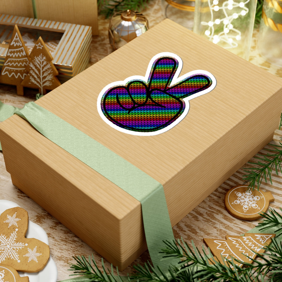 Colorful Peace Hand Kiss-Cut Stickers - Great for Laptops, Water Bottles, and More!