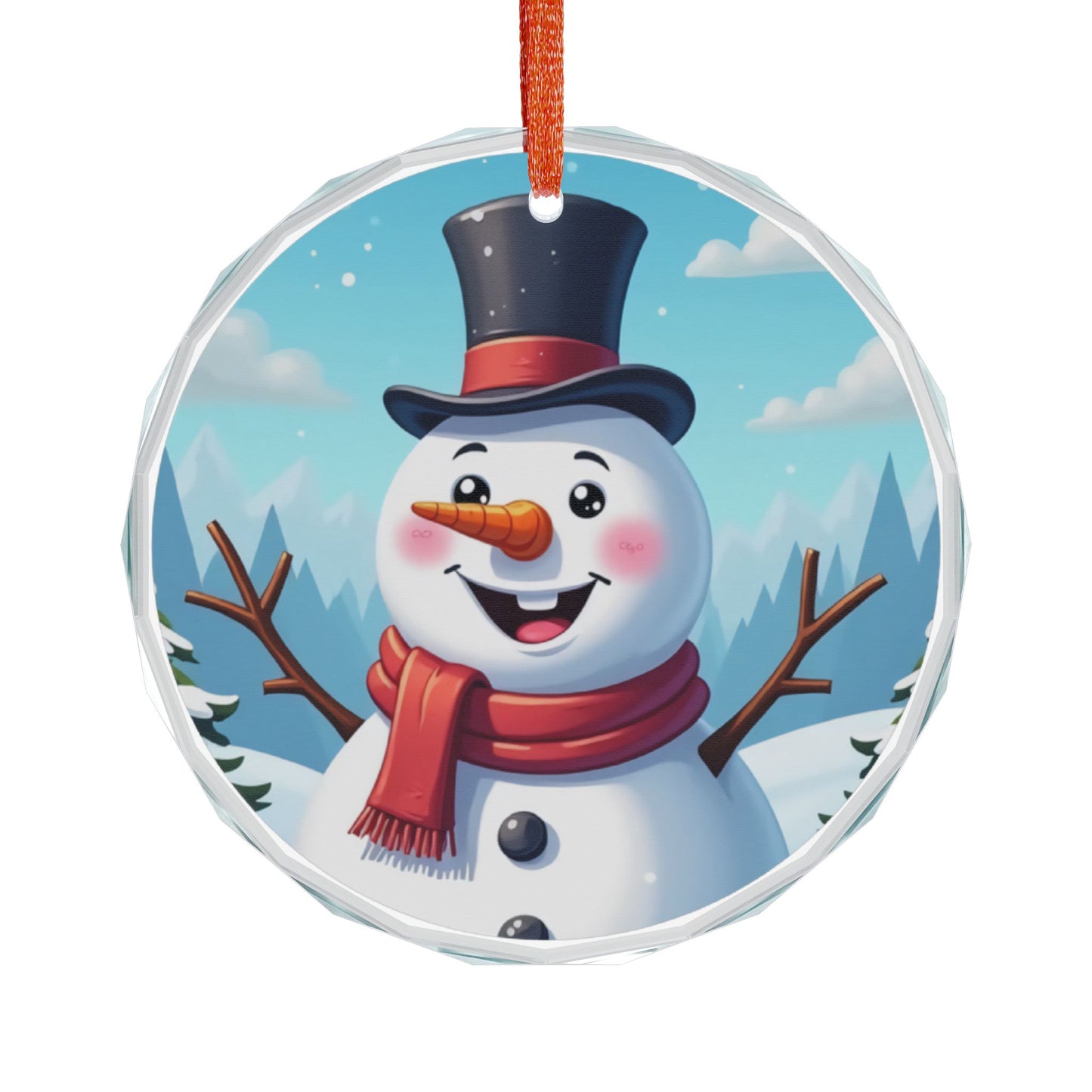 Heart Crystal Ornament — Cheerful Snowman Holiday Decoration