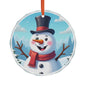 Heart Crystal Ornament — Cheerful Snowman Holiday Decoration