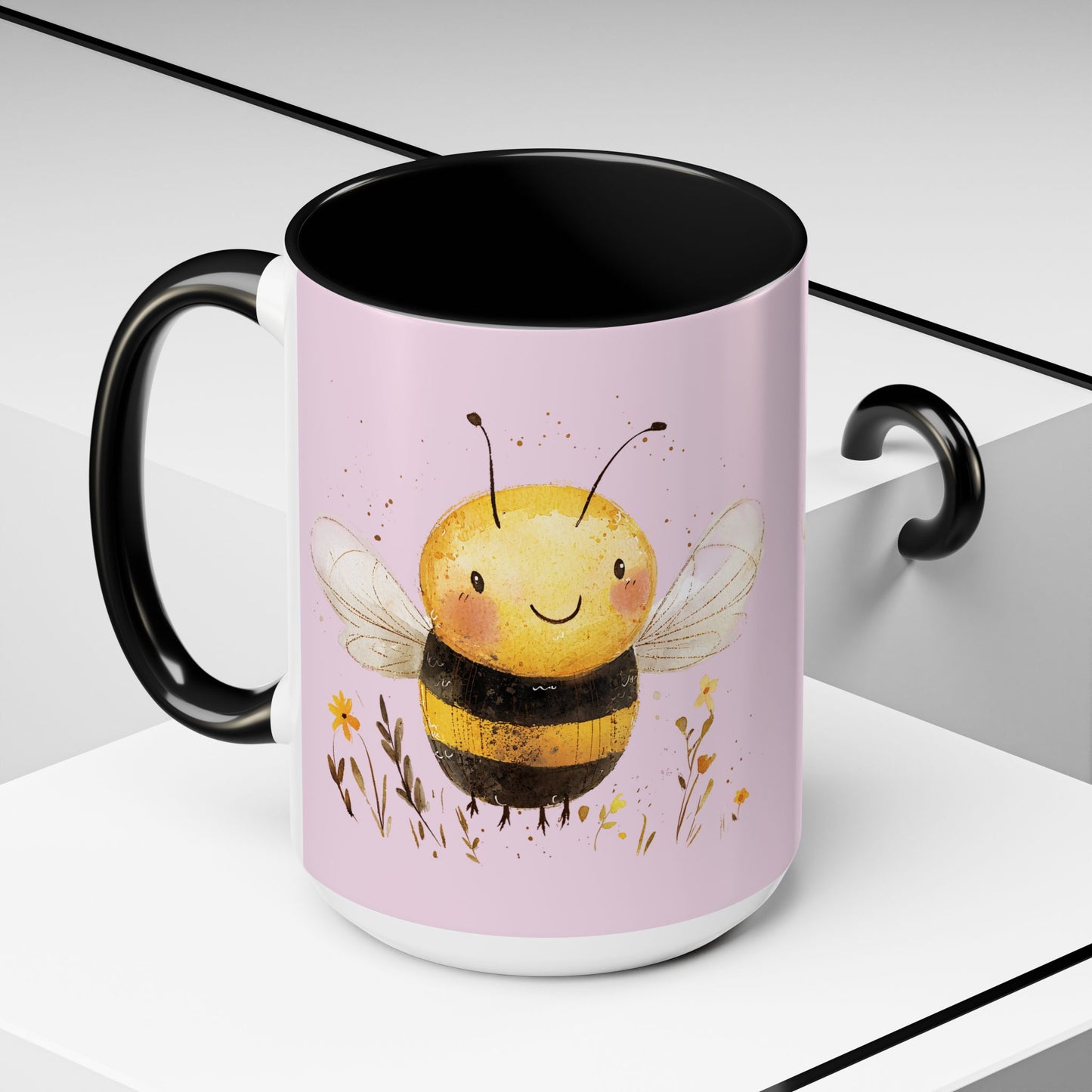 Cute Bee Accent Coffee Mug for Nature Lovers, Fun Bee Design, Gift for Friends, Bee Themed Kitchenware, Bee Lover's Mug