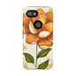 Floral Phone Case with Orange Flower Design, Tough Phone Cover, Floral Gift, Stylish Tech Accessory, Nature Lovers, Spring Vibes