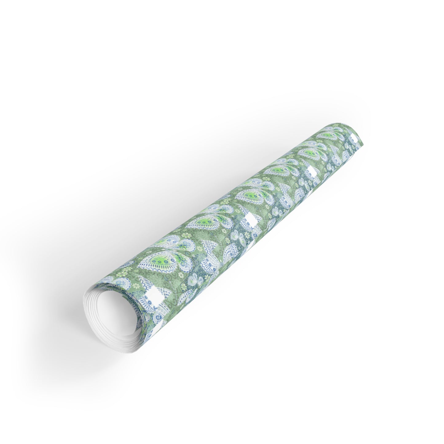 Whimsical Floral Gift Wrapping Paper Roll, Eco-Friendly Wrap, Birthday, Holiday Gifts, Party Supplies, Decorative Wrap, Green Floral Design