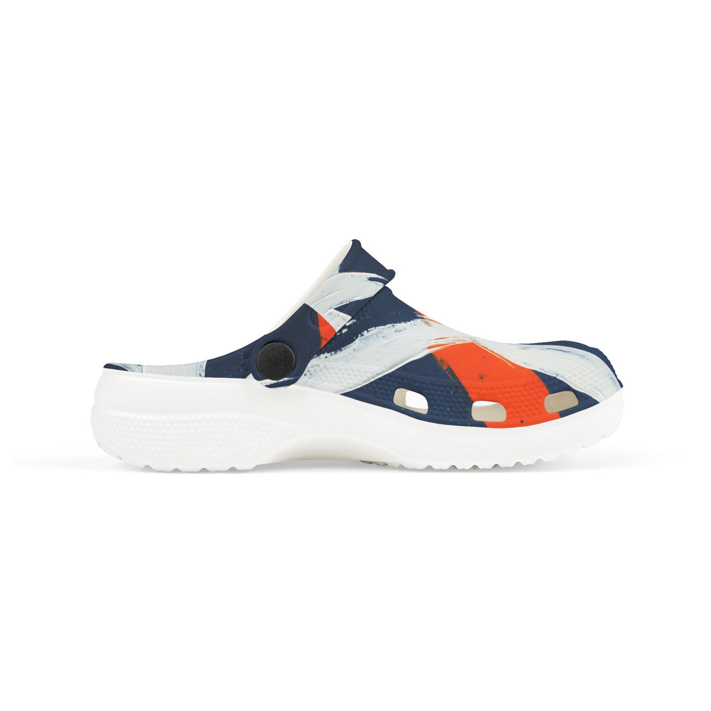 Kids Abstract Navy & Orange EVA Foam Clogs — Slip-On Summer Sandals