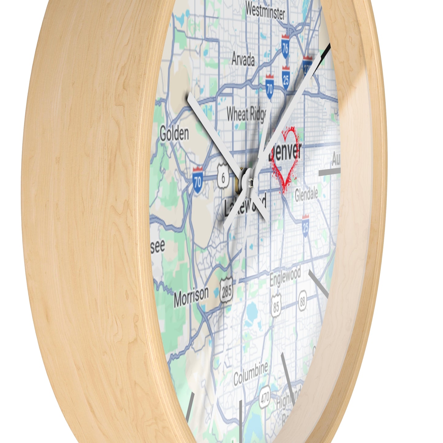 Custom Denver Map Wall Clock, Home Decor, Personalized Gift, Unique Wall Art, Modern Timepiece, Housewarming Present