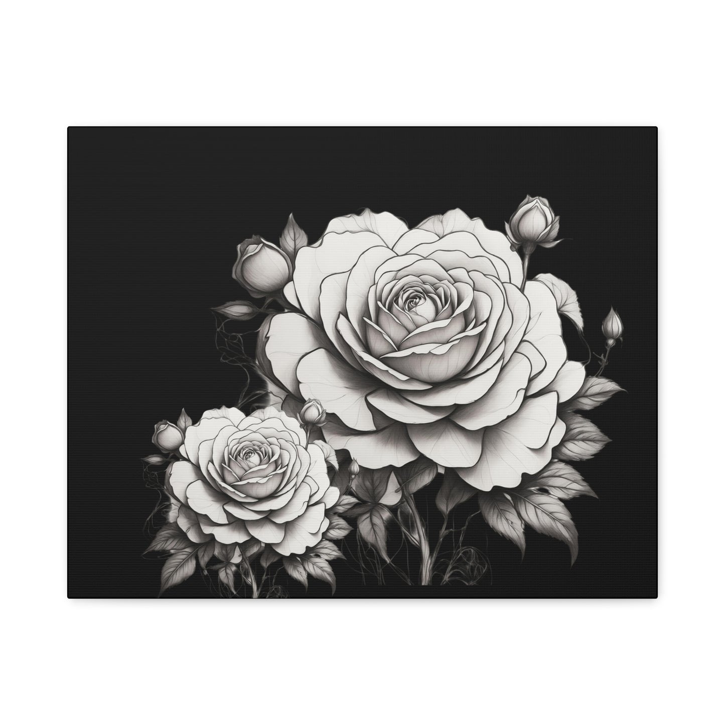 Monochrome Rose Canvas Print — Black & White Floral Wall Art