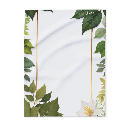 Floral Arctic Fleece Blanket, Cozy Throw, Home Decor, Gift for Her, Botanical Blanket, Seasons Gift, Relaxing Atmosphere