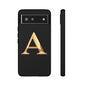 Custom Phone Case with Gold Letter A, Monogrammed Gift, Tough Protective Case, Personalized Phone Accessory, Unique Phone Cover