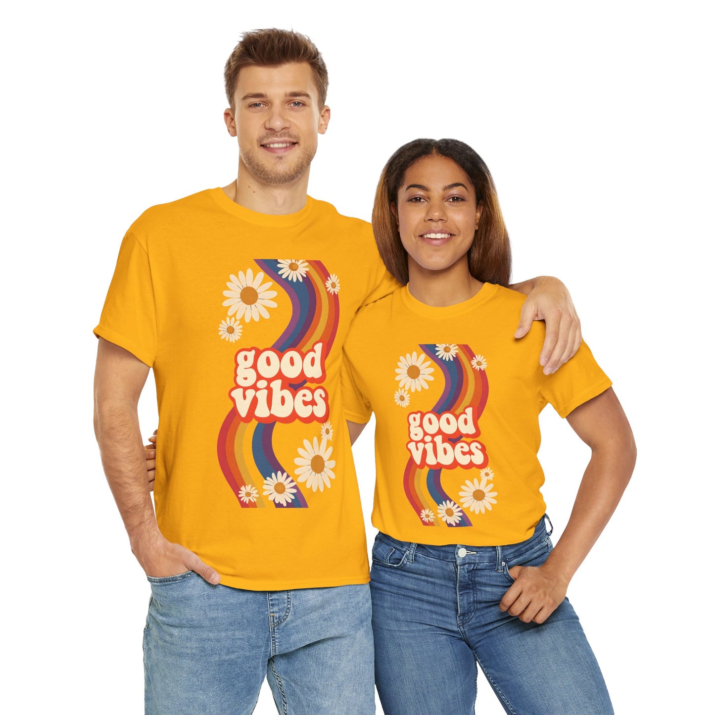 Good Vibes Unisex Heavy Cotton Tee, Retro Graphic T-Shirt, Feel Good Apparel, Summer Outfit, Casual Gift for Friends