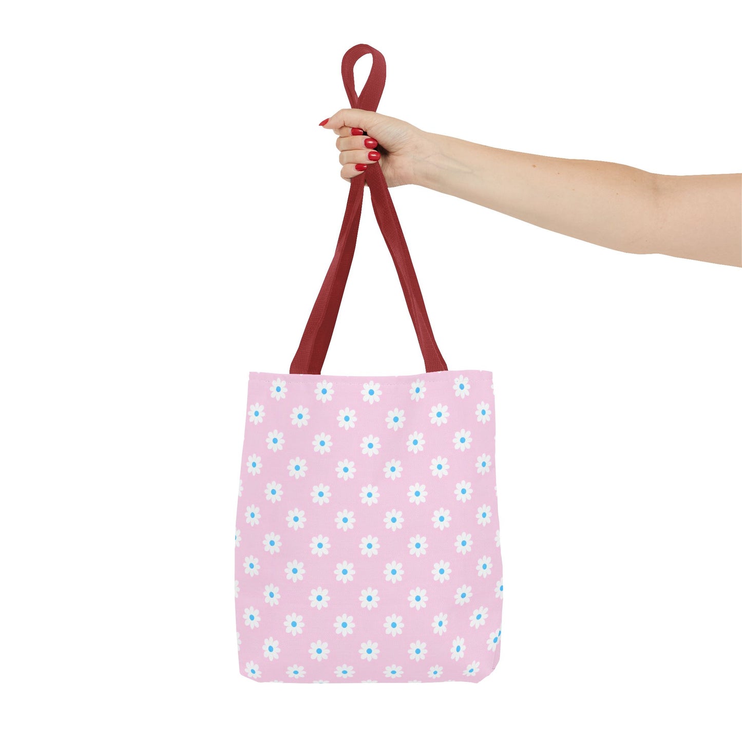 Pink Daisy Pattern Tote Bag — Floral Everyday Canvas Shopper