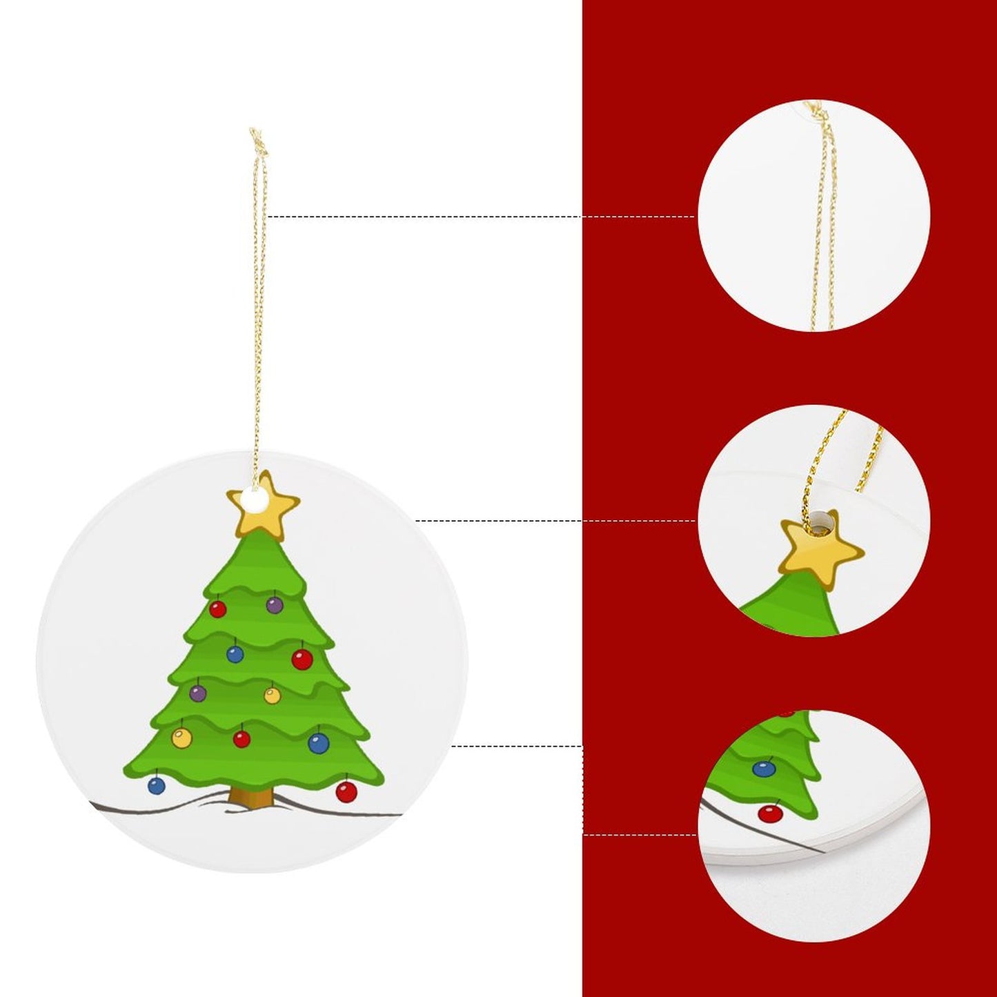 Round Ceramic Christmas Ornament (Matte Surface)