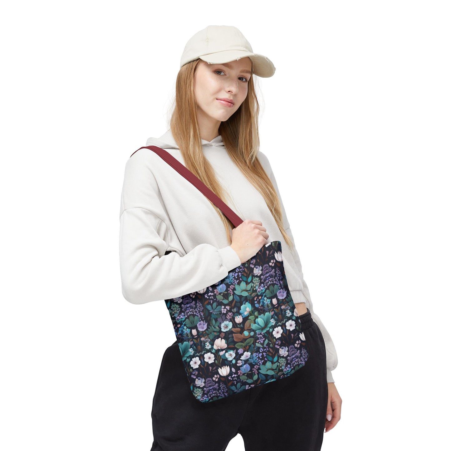 Floral Nightfall Tote Bag — Dark Botanical All-Over Print