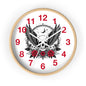 Winged Skull with Red Roses Wall Clock | Gothic Moon Skull Clock