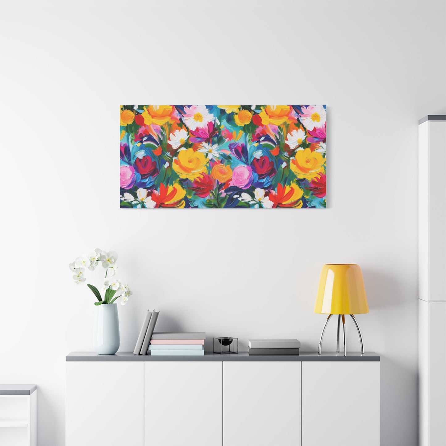 Vibrant Floral Matte Canvas Wall Art — Colorful Garden Print, Stretched 1.25"