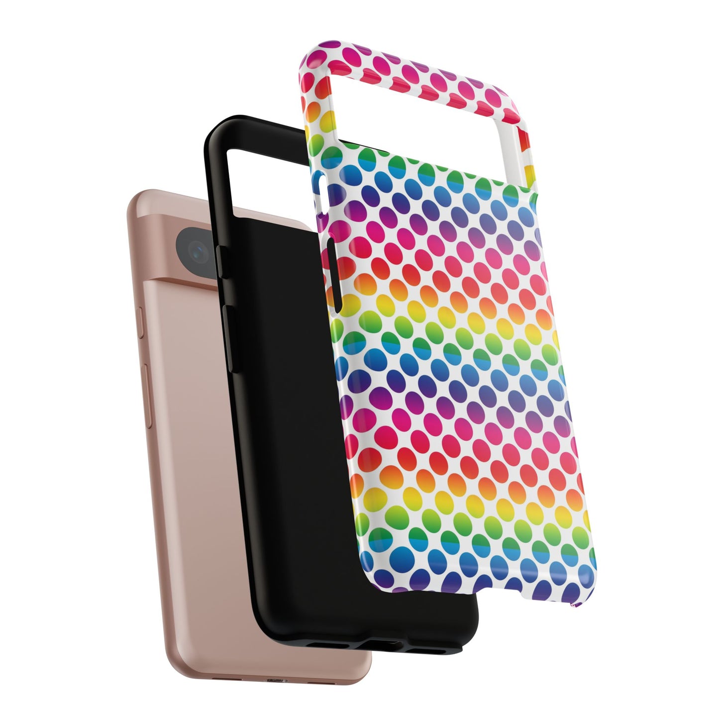 Rainbow Dot Phone Case, Colorful Phone Cover, Fun Phone Accessory, Gift for Friends, Trendy Mobile Case