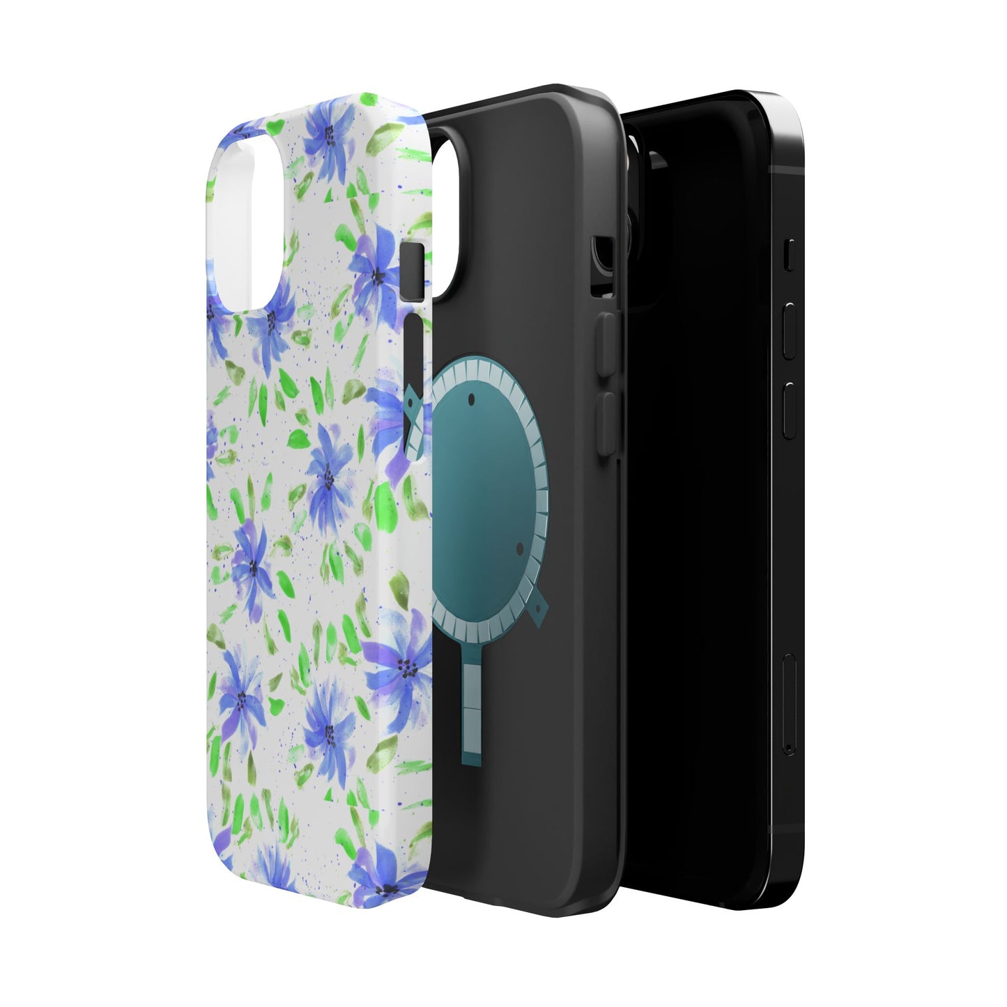 Floral Blue Watercolor Phone Case — Magnetic Impact-Resistant