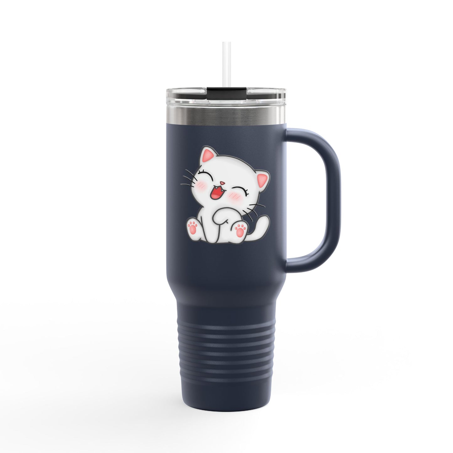 Cute Cat Insulated Travel Mug, 40oz | Funny Coffee Mug for Cat Lovers, Animal Lover Gift, Travel Tumbler, Pet Themed Drinkware