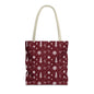 Christmas Snowflake Tote Bag – Burgundy Holiday Patterned Carryall