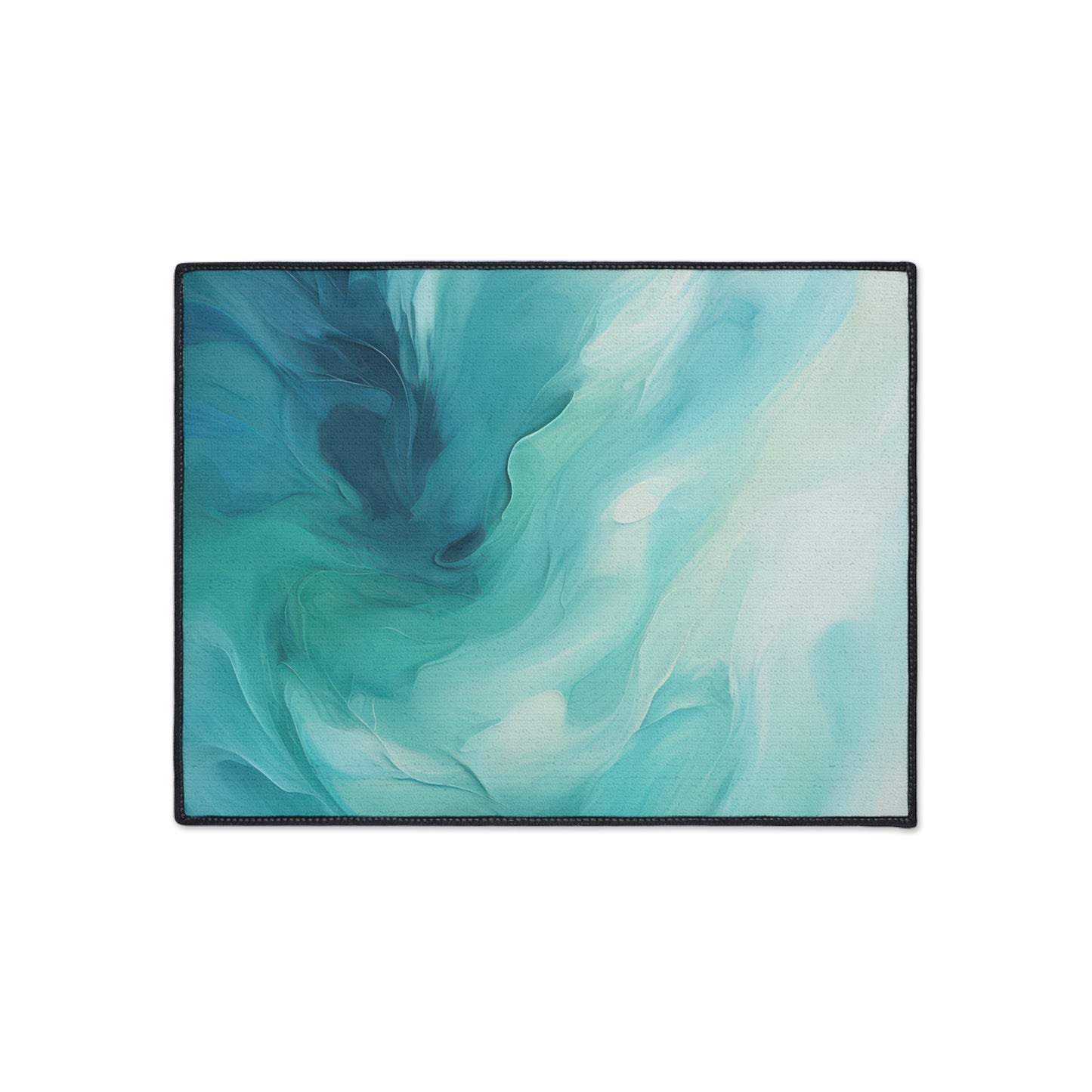 Heavy Duty Floor Mat — Teal Ocean Abstract Slip-Resistant Entry Rug