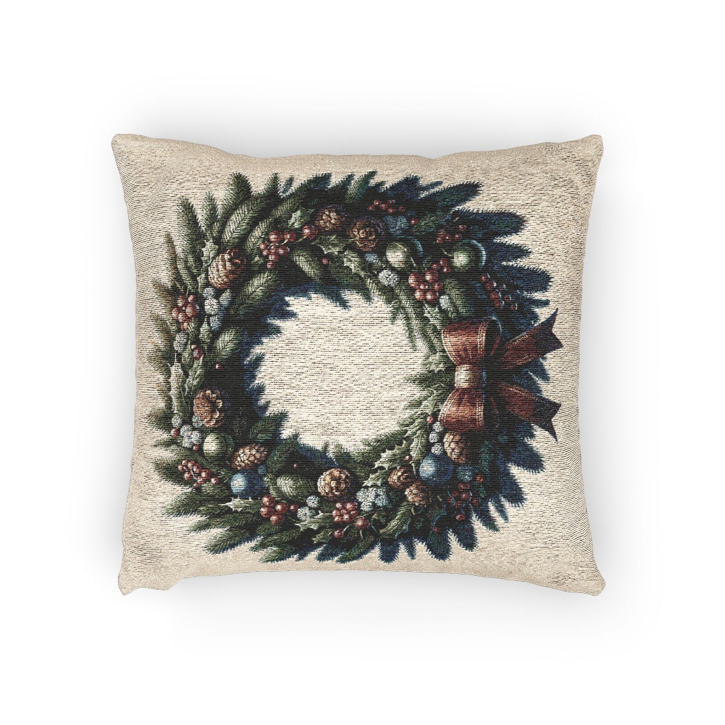 Festive Woven Pillow, Cozy Home Decor, Christmas Decoration, Cozy Gift for Friends, Holiday Accent Pillow