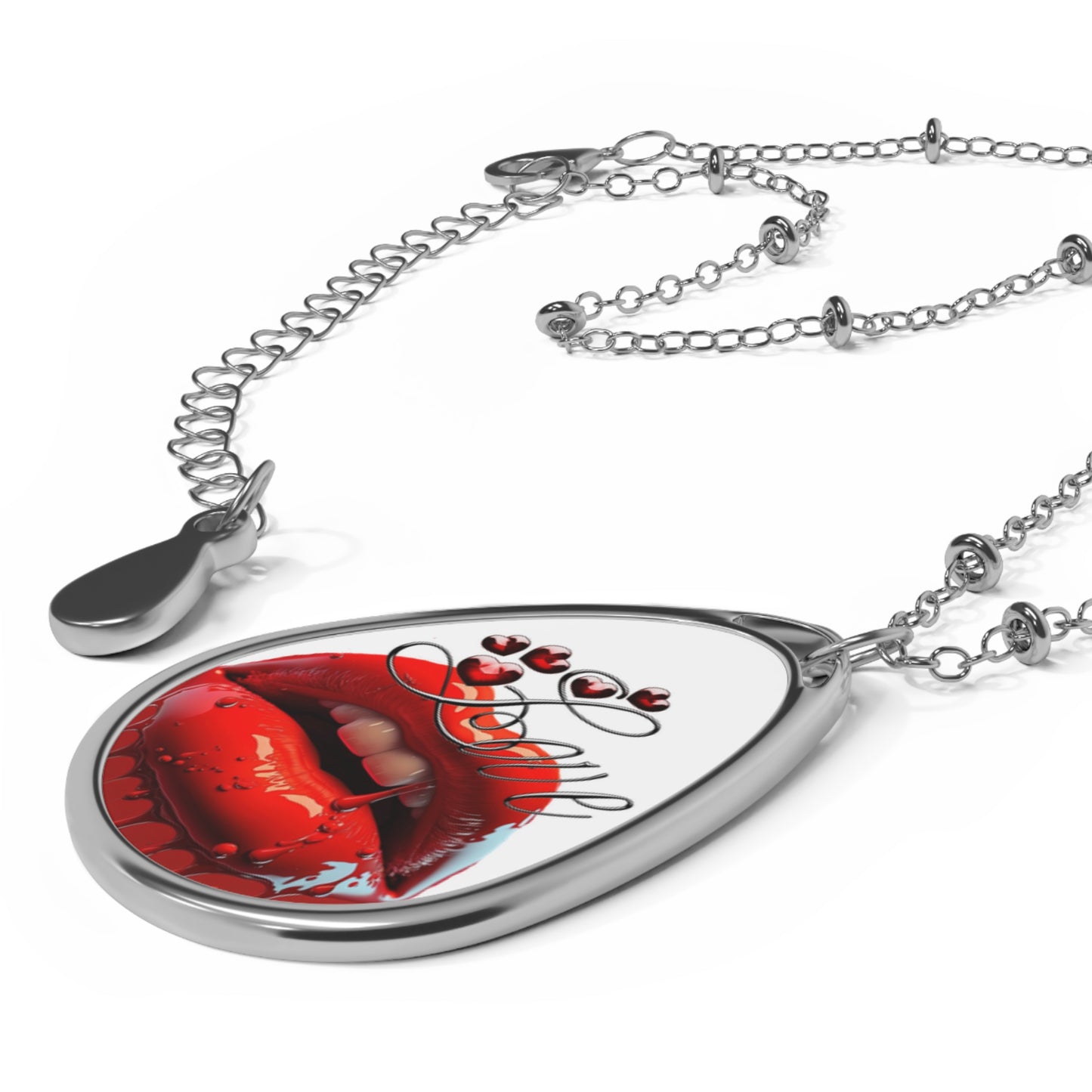 Romantic Oval Necklace, Love Pendant Jewelry, Unique Gift for Her