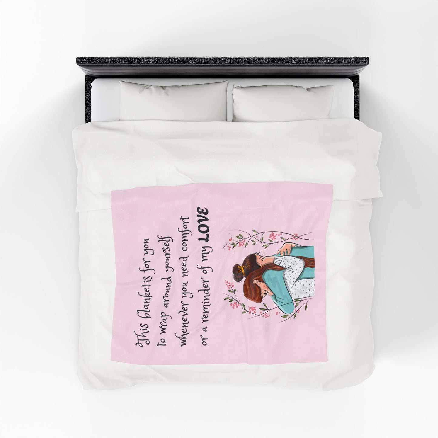 Velveteen Plush Blanket – "This blanket is for you to wrap around yourself" Comfort Throw (Hug Illustration)