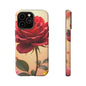 Floral Phone Case with Red Rose Design, Tough Phone Cover, Flower Print, Gift for Her, Stylish Accessory, Floral Aesthetic