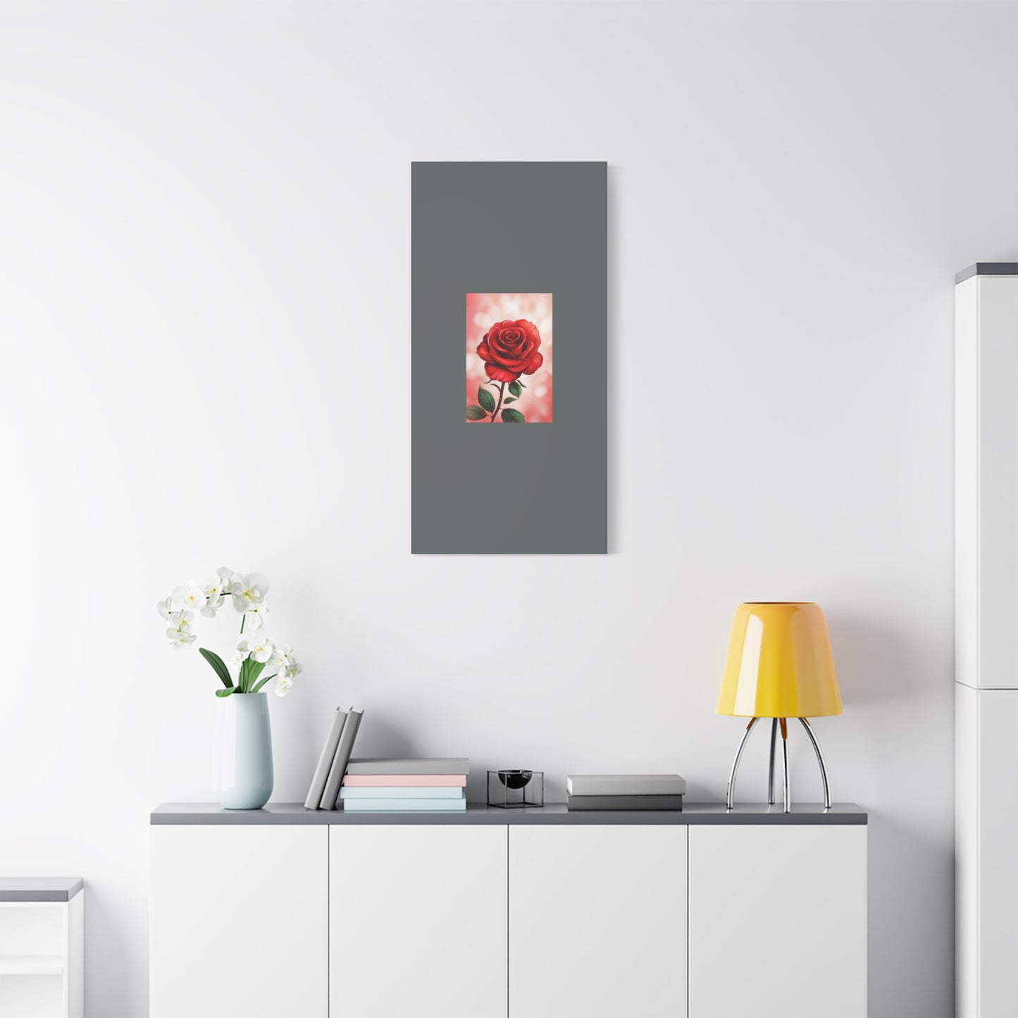 Red Rose Vertical Matte Canvas Print — Romantic Floral Wall Art