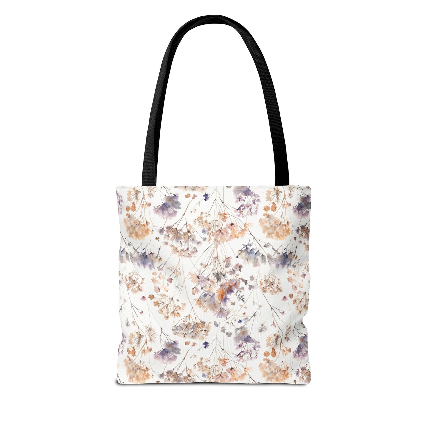 Floral Ditsy Print Tote Bag – Neutral Watercolor Wildflower Market Bag