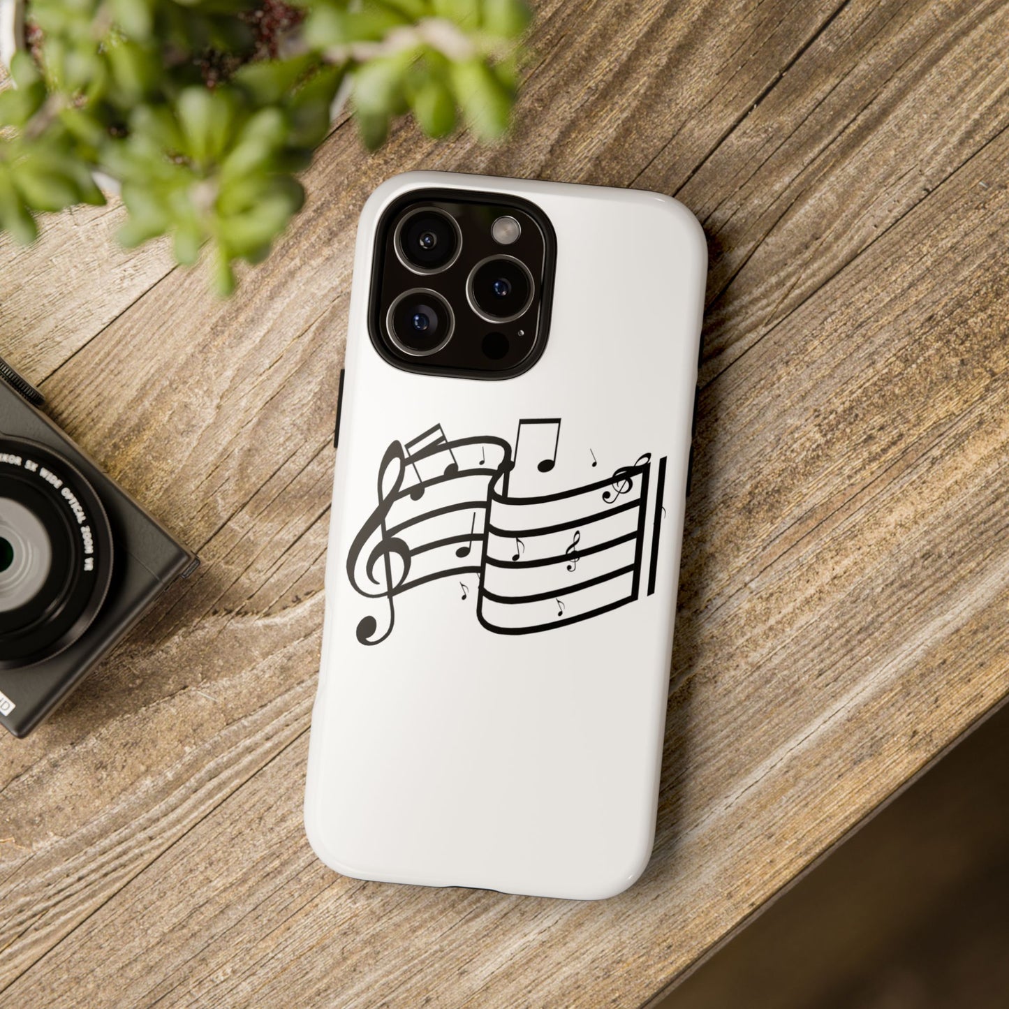Musical Notes Phone Case — Black Treble Clef Music Staff Tough Case