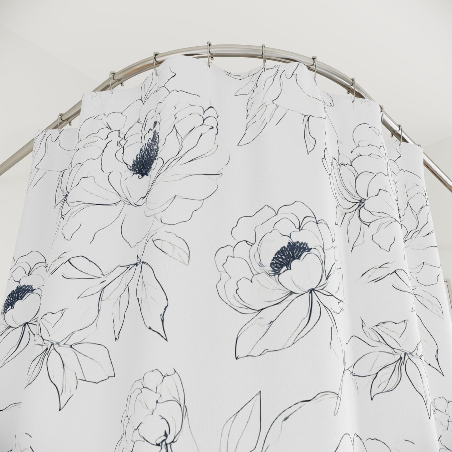 Elegant Floral Shower Curtain, Modern Bathroom Decor