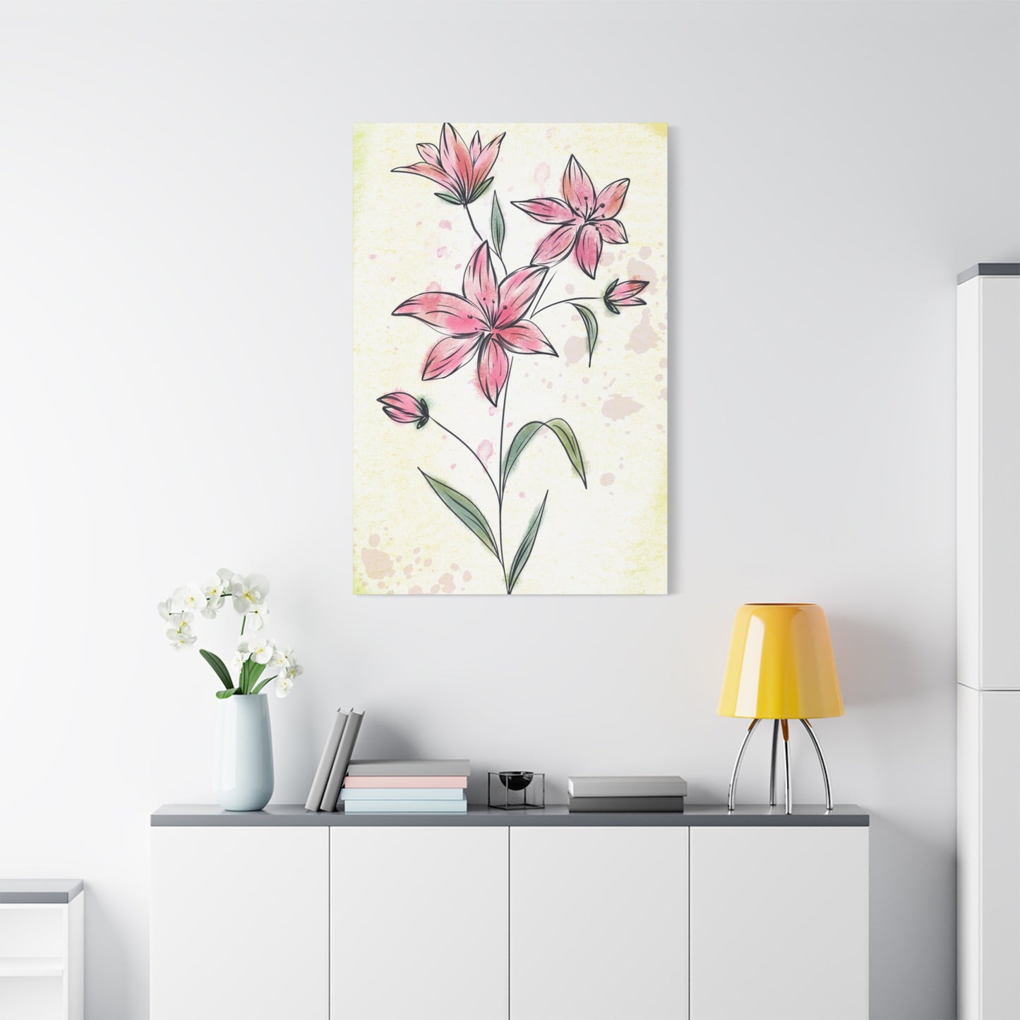 Matte Canvas, Stretched, 1.25" Tulips Pink Flowers