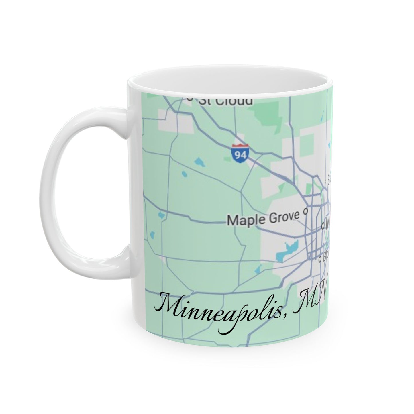 Personalized Map Mug, Custom Map Coffee Cup, Unique Gift for Travelers, Home Decor, Anniversary Present, Heart in Minneapolis