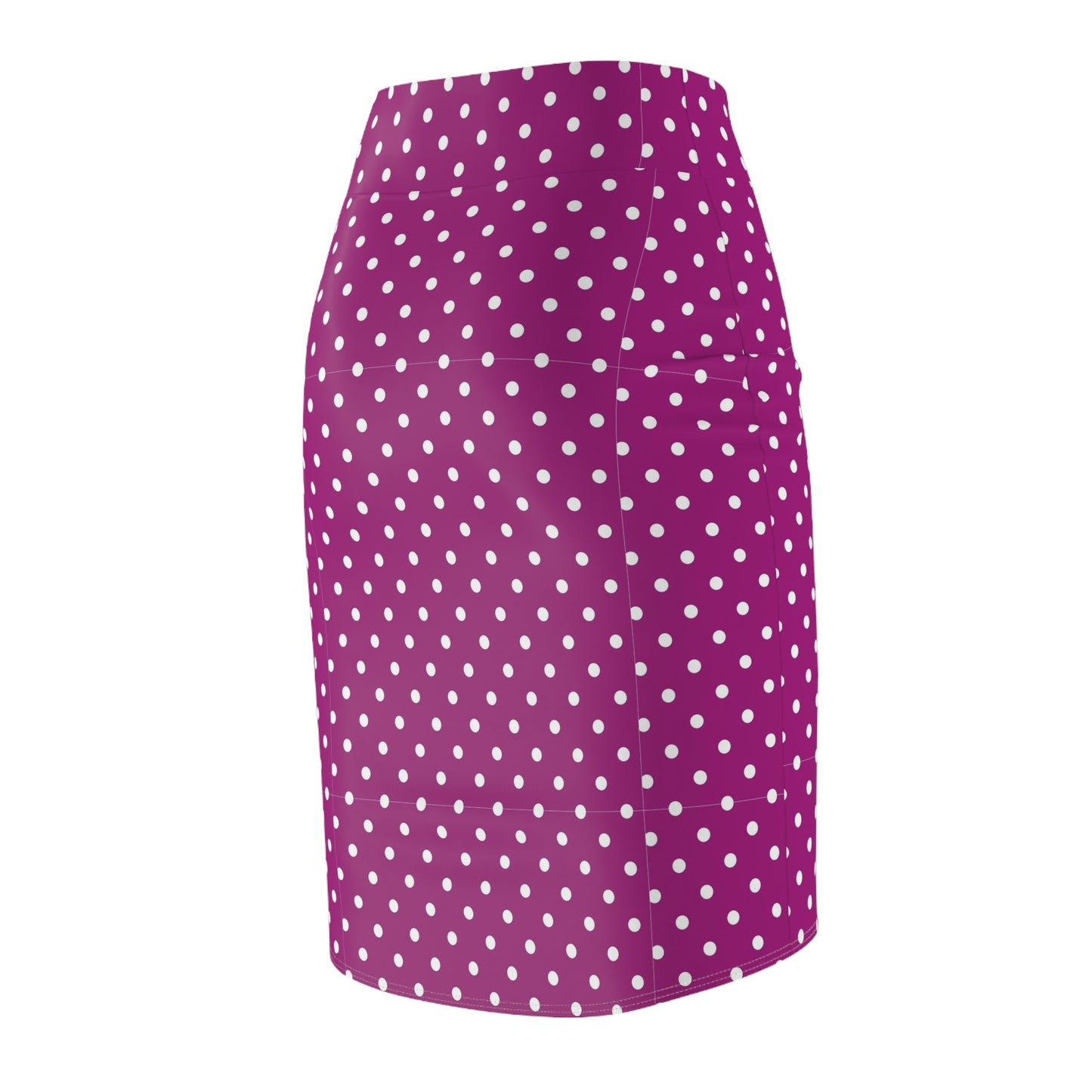 Purple Polka Dot Pencil Skirt — Retro Feminine Office & Party Wear
