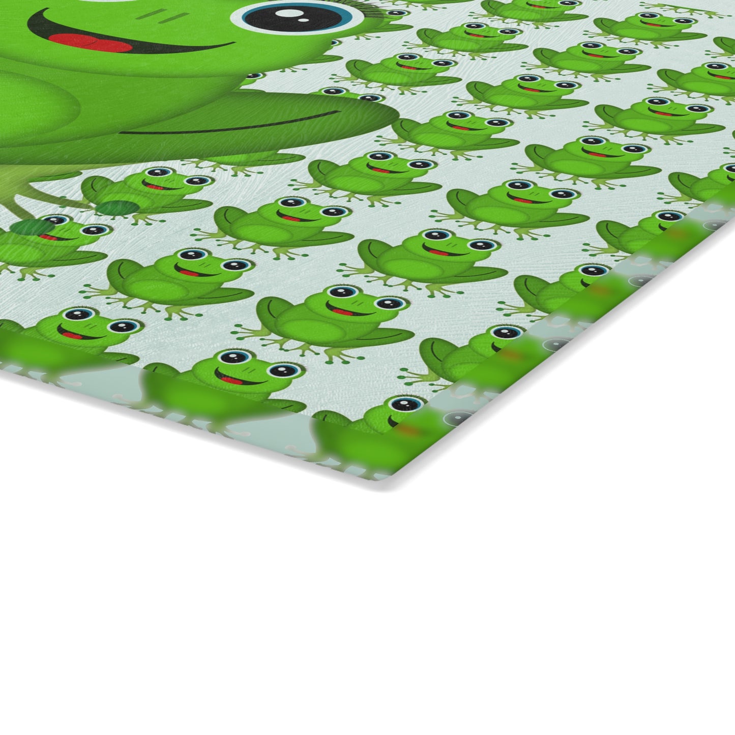Cheerful Frog Design Glass Cutting Board, Kitchen Decor, Gift for Nature Lovers, Funny Cooking Gift, Frog Lover's Kitchen