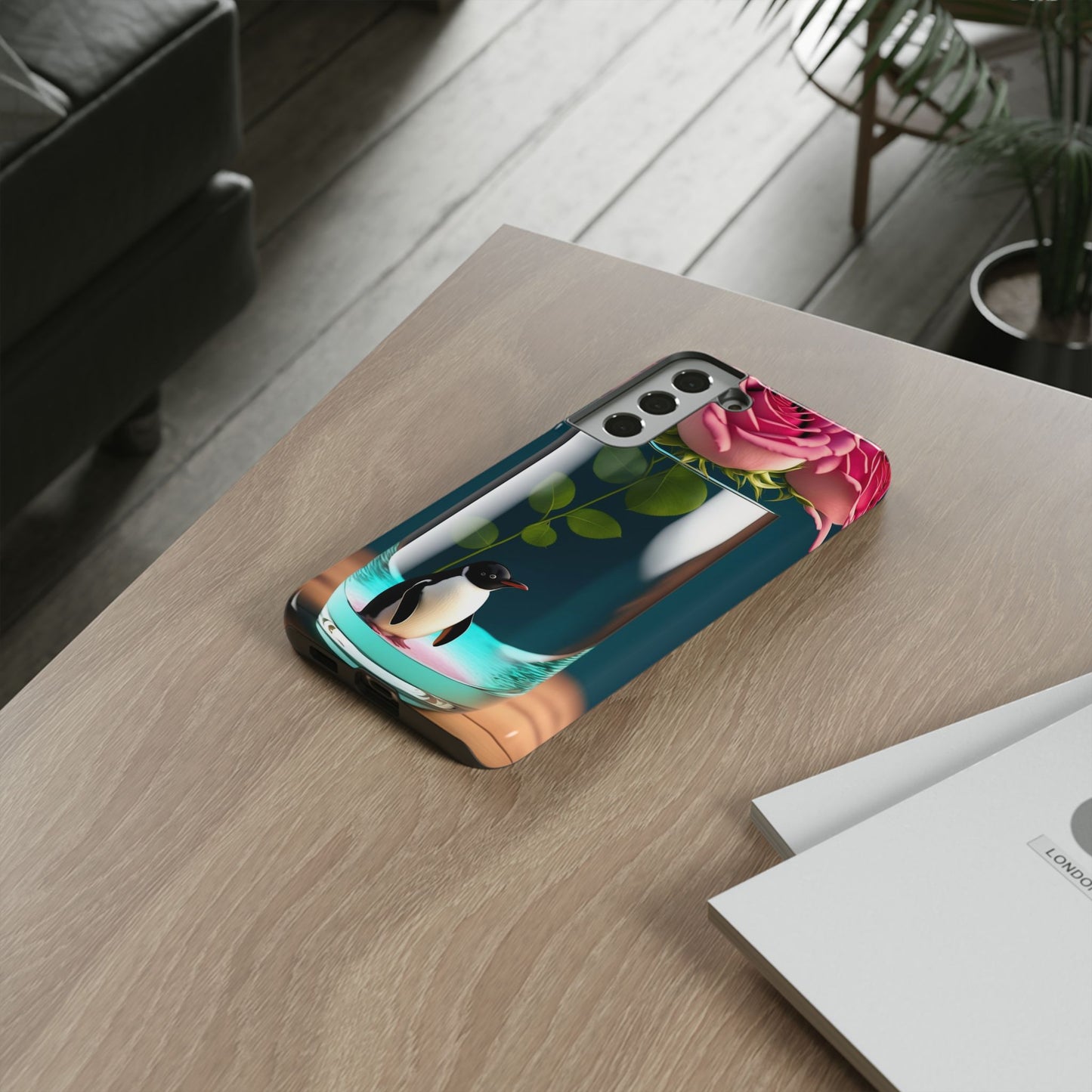 Penguin in a Glass Floral Tough Phone Case — Cute Protective Phone Cover