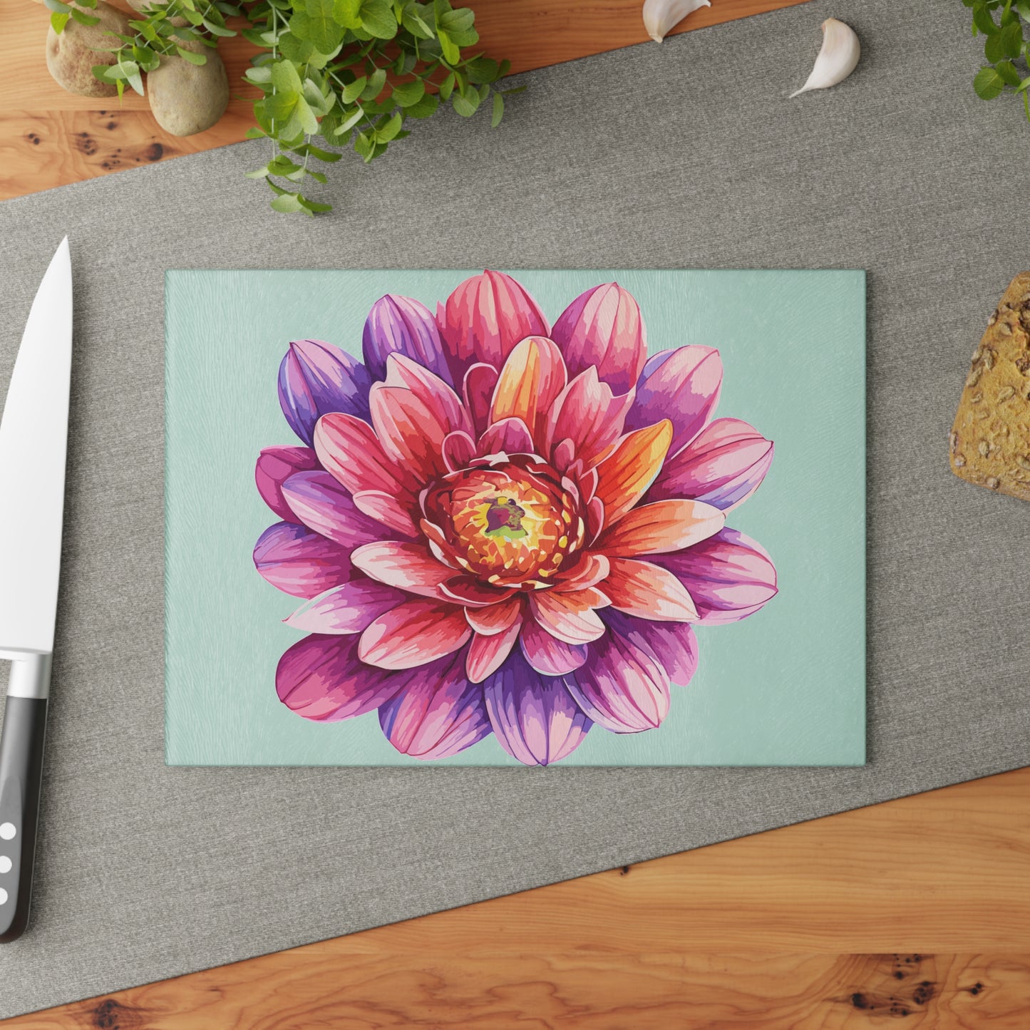 Floral Glass Cutting Board, Kitchen Decor, Housewarming Gift, Mother's Day Present, Cooking Accessories, Meal Prep Essential