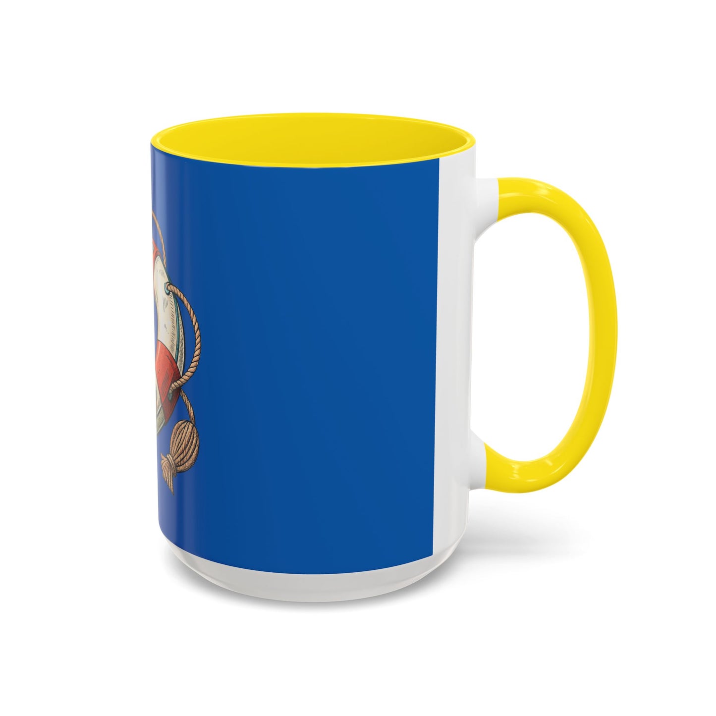 Lifesaver Accent Coffee Mug - Nautical Gift, Beach Decor, Sailor's Coffee Cup, Ocean Lover Mug, Summer Vibes