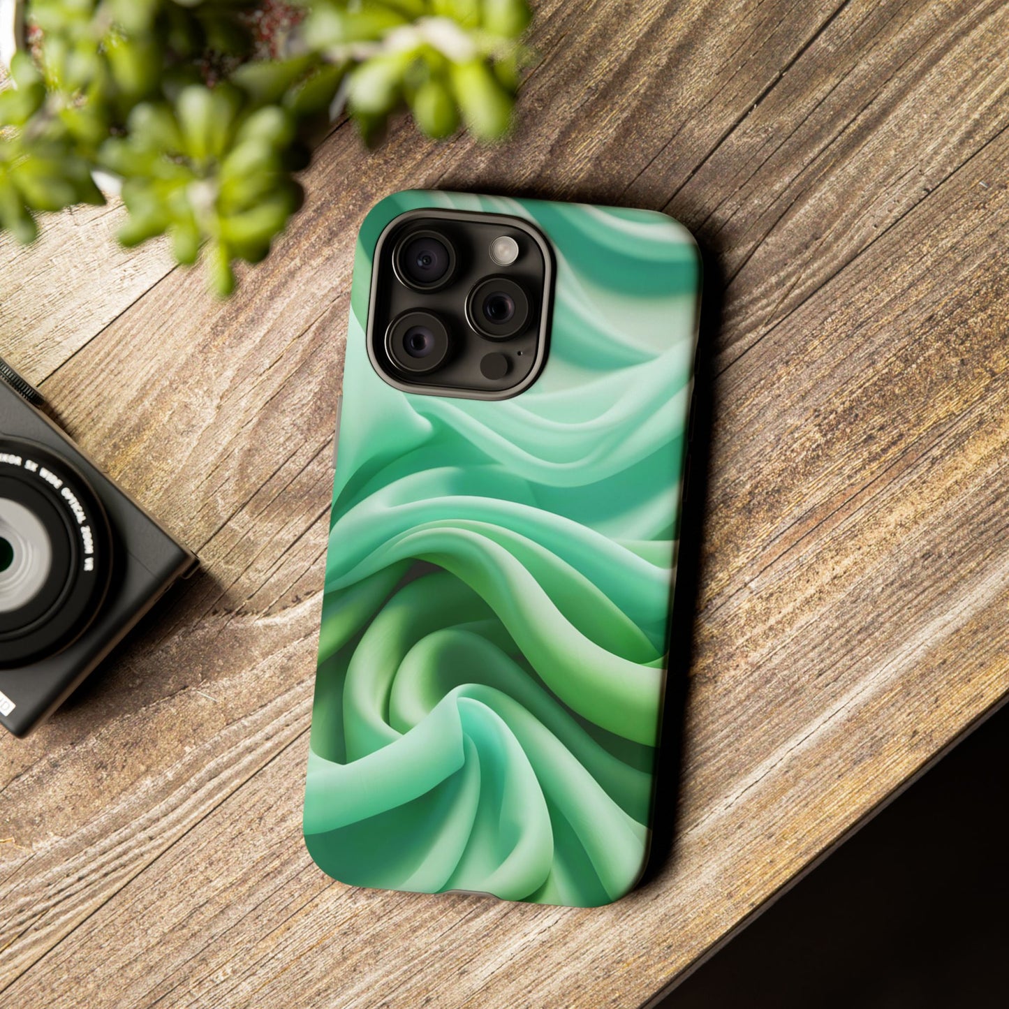 Stylish Phone Case, Tough Case, Green Abstract Design, Cell Phone Cover, Unique Gift, Trendy Accessory